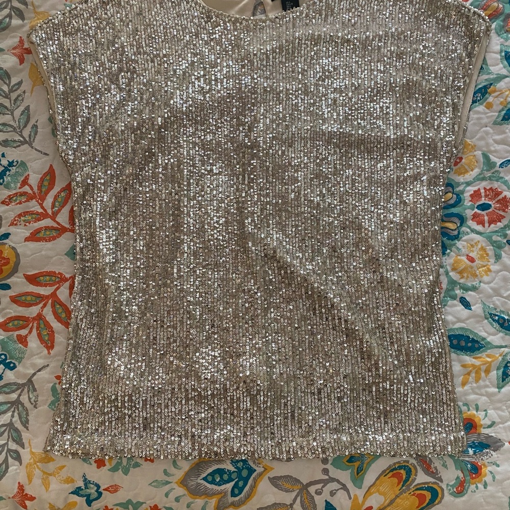Rachel Zoe Silver Sequin Blouse